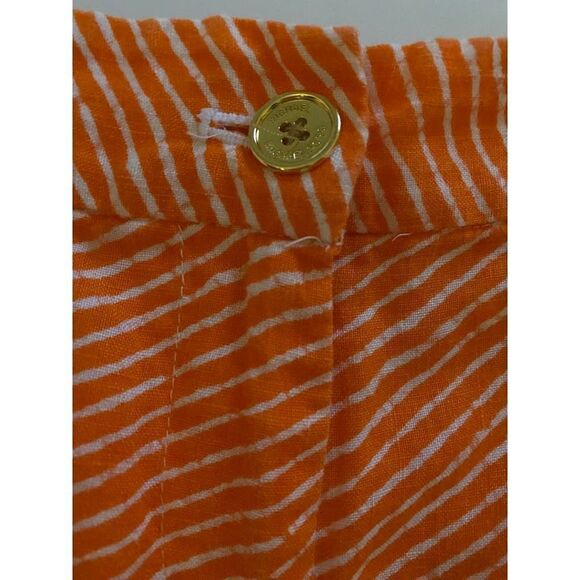 Michael Kors Orange Striped Dress Shorts 100% Linen-- Size 4 - Picture 7 of 9
